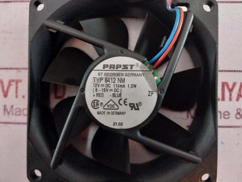 Papst 8412 Nm Electronic Component Fan 12V 110Ma 1.3W