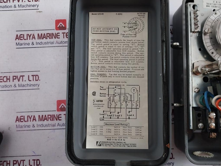 Paragon Electric 632-00 Defrost Timer 120v 60hz