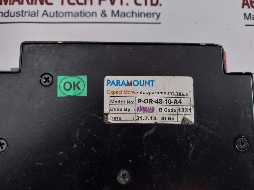 Paramount P-OR-48-10-A4 OR-ING Diode Unit 10A 48VDC