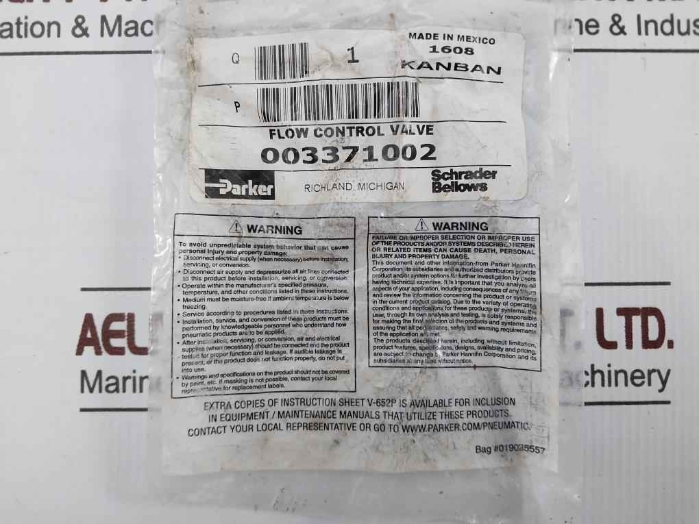 Parker 003371002 Flow Control Valve 250 Psig Max 345.00.5.046
