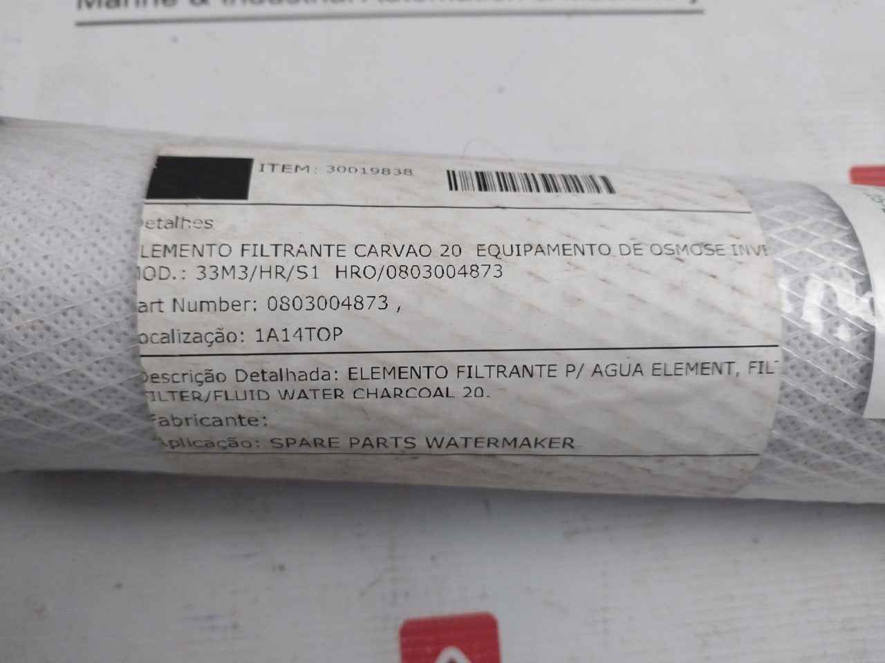 Parker 0803004873 Charcoal Filter Element 10 Microns 40-180F 33M3/Hr/S1 Hro