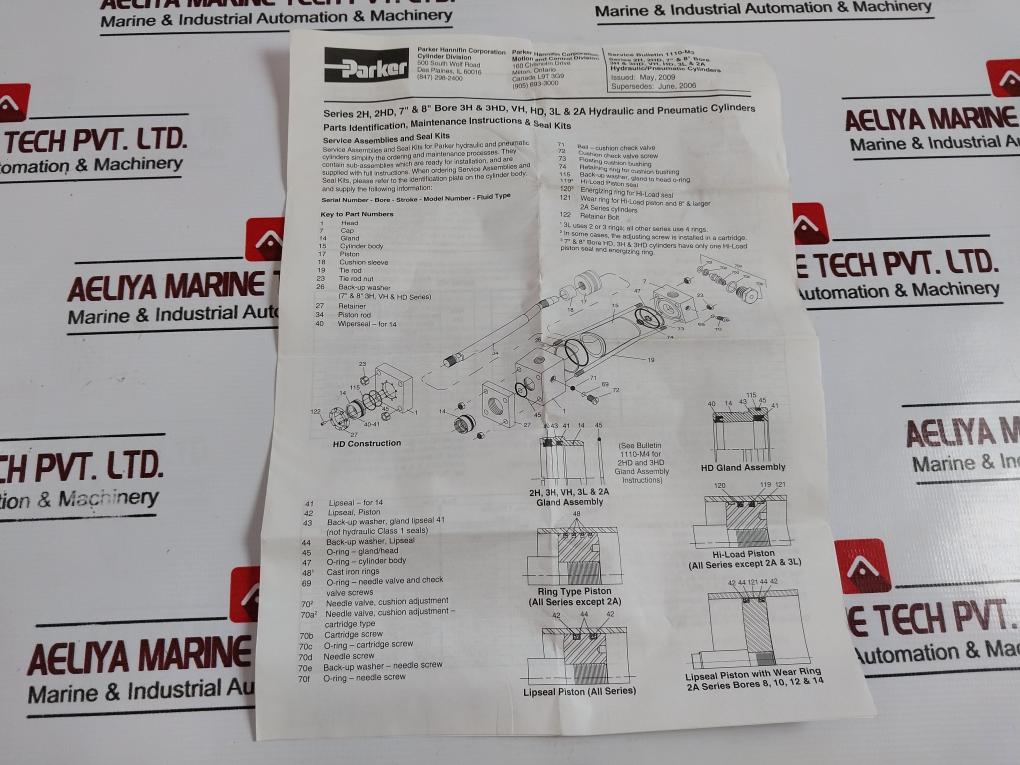 Parker 1027985 Seal Hydraulic Cylinder Kit Pk7023hc