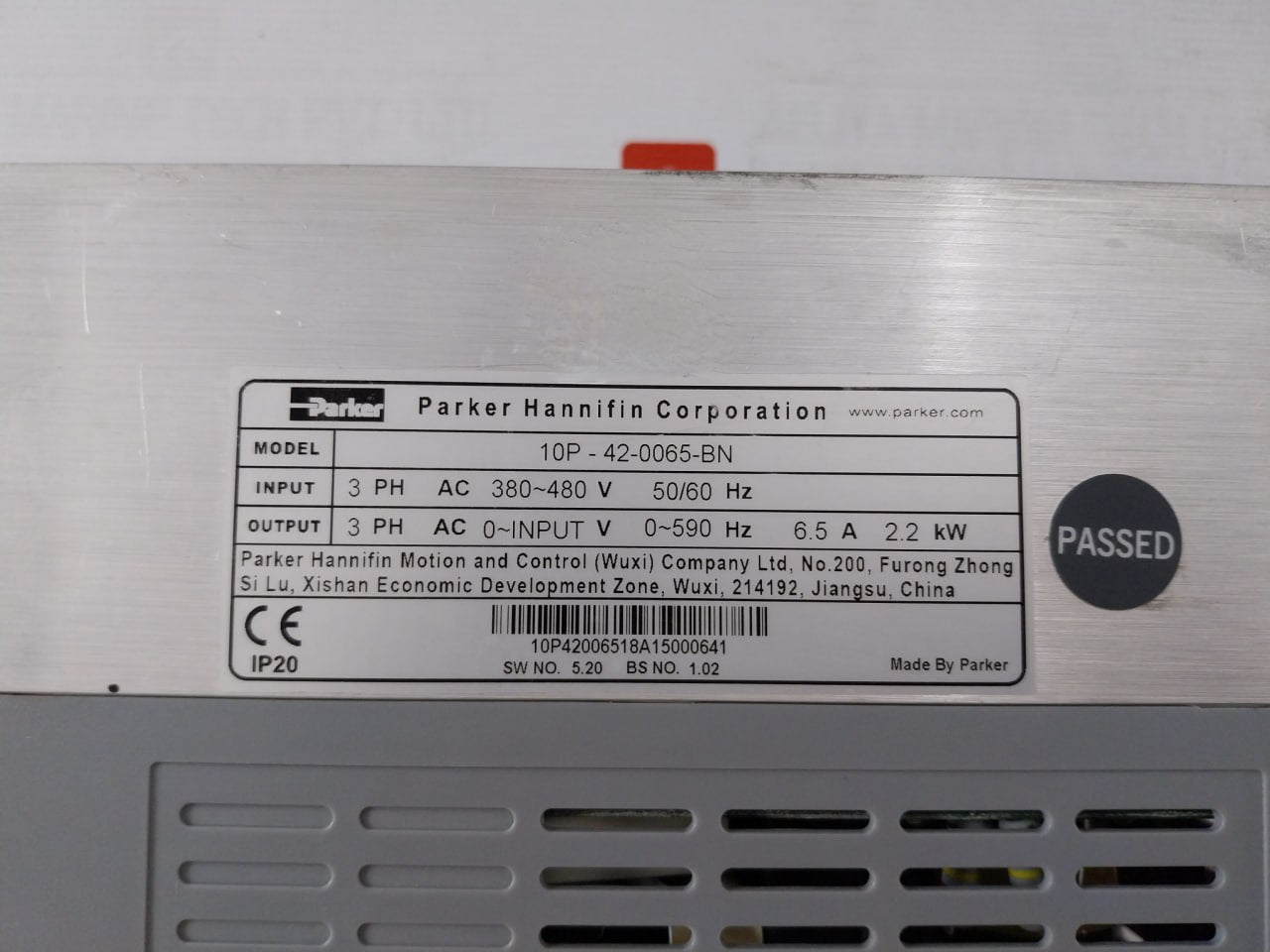 Parker 10P-42-0065-bn Ac Variable Frequency Drive 10P42006518A15000641 50/60 Hz