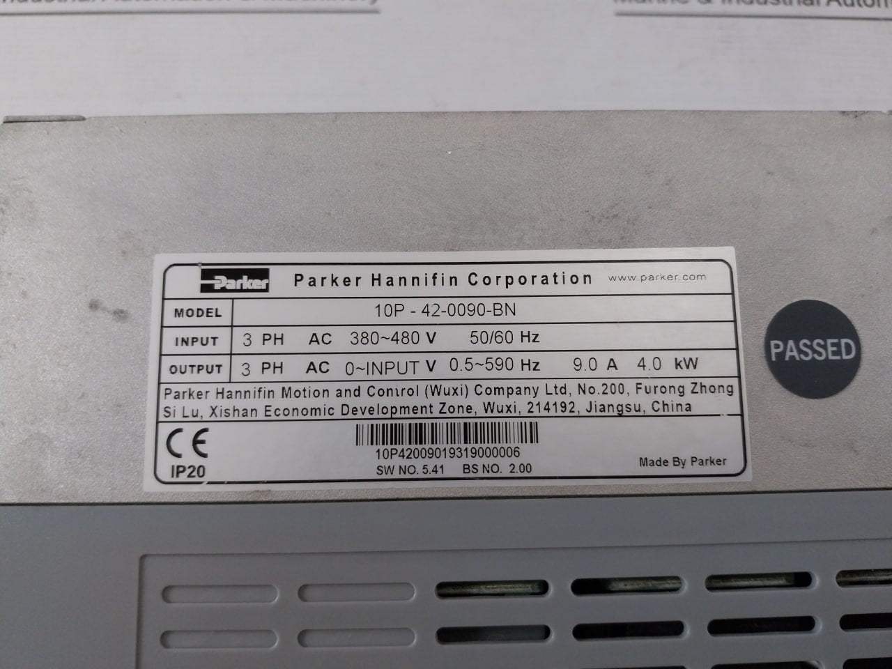 Parker 10P-42-0090-bn Ac10P Series Variable Speed Drive 4.0 Kw Ip20