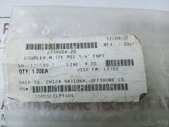 Parker 1141-63 Connect Under Pressure Stainless Quick Coupling 1/4” Fnpt