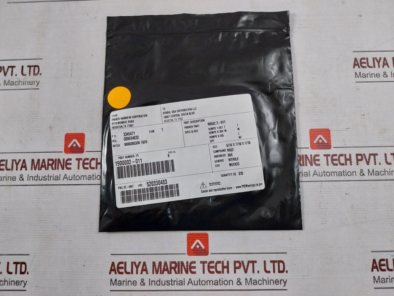 Parker 1900002-011 O-ring 90 Duro - N552 Hydraulic / Bop Seal 5/16X7/16X1/16