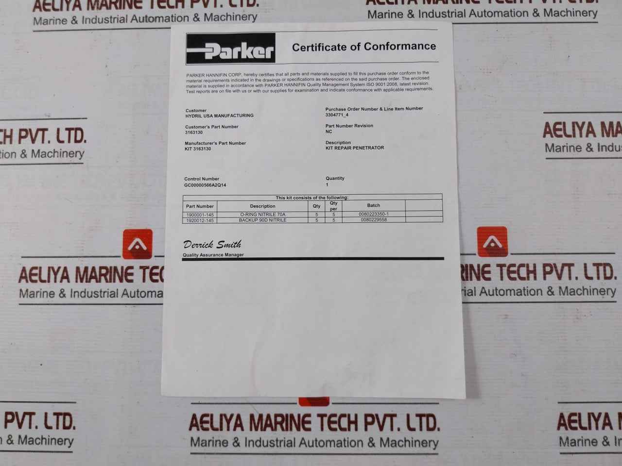 Parker 3163130 Repair Penetrator Kit 45 Pin O-ring Nitrile 70A