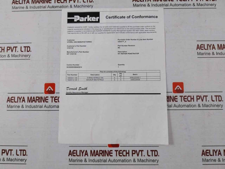 Parker 3163130 Repair Penetrator Kit 45 Pin O-ring Nitrile 70A