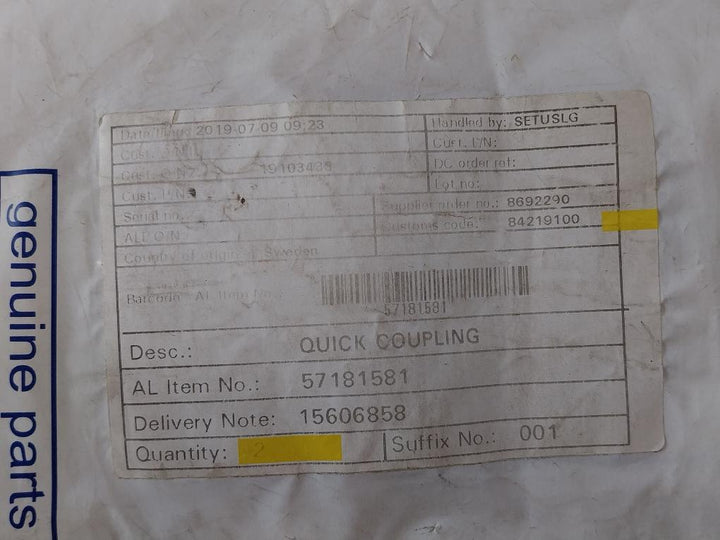 PARKER 3820 Quick Coupling Male ISO-G 3/8