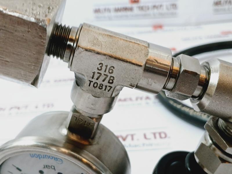 Parker 471tc-4 Standard Hose+whitey Knob+0-400 Bar Pressure Gauge Assy 5000 Psi