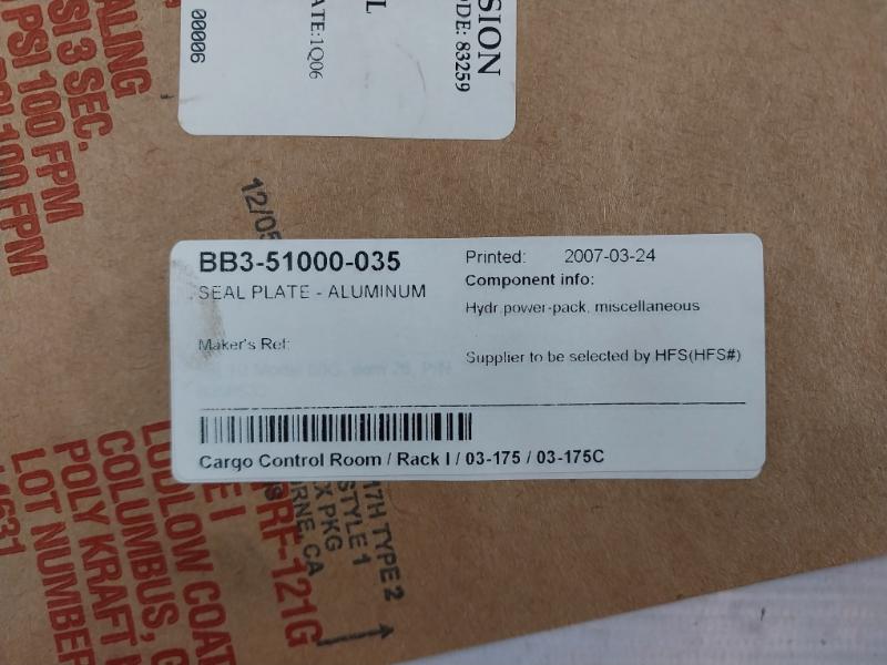 Parker 708261-1 Gask-o-seal Aluminum Seal Plate Rev C Ps00605975