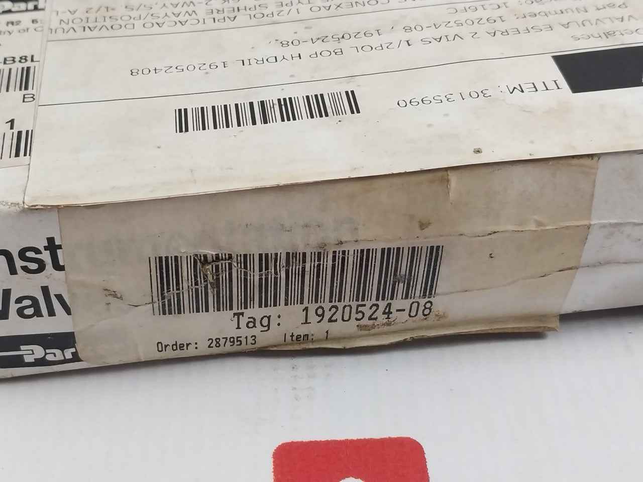 Parker 8A-b8Lj2-ssp-h-3478 2-way Manual Ball Valve B Series 1/2 In. Rev.A1