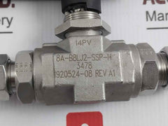 Parker 8A-b8Lj2-ssp-h-3478 2-way Manual Ball Valve B Series 1/2 In. Rev.A1