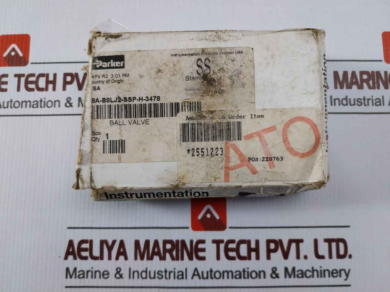 Parker 8A-b8Lj2-ssp-h-3478 B-series Two Way Stainless Steel Ball Valve Rev: A1