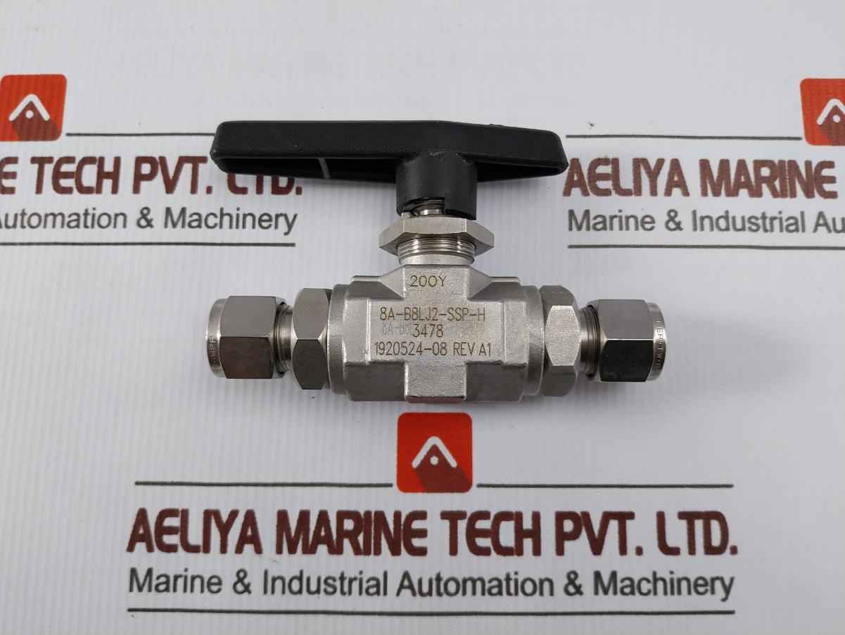 Parker 8A-b8Lj2-ssp-h-3478 B-series Two Way Stainless Steel Ball Valve Rev: A1
