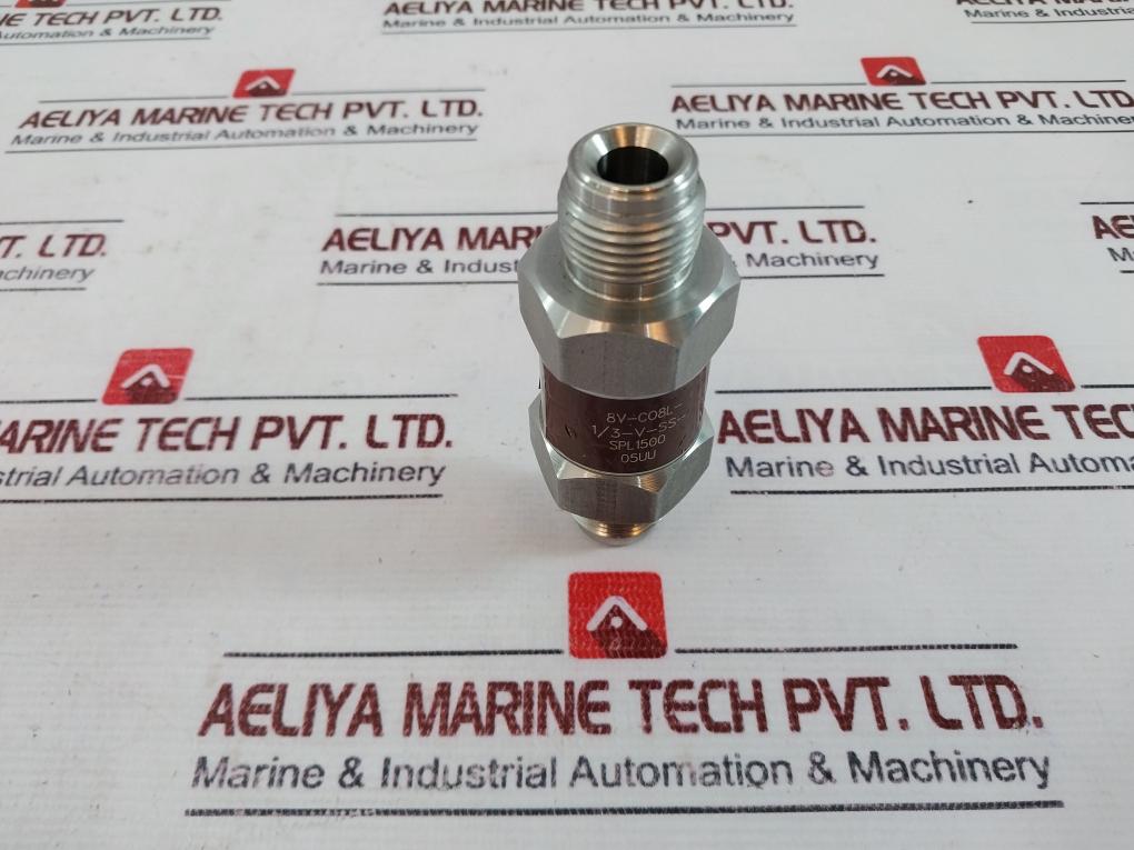 Parker 8v-c08l-1/3-v-ss-spl1500, Stainless Steel Check Valve, 24tu
