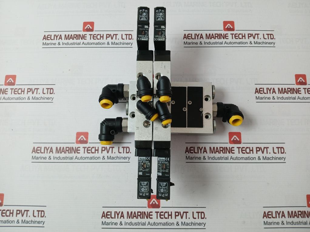 Parker 9121594806X Manifold Bar And Solenoid Valve P2E-kv32C 24Vdc 10 Bar/145Psi