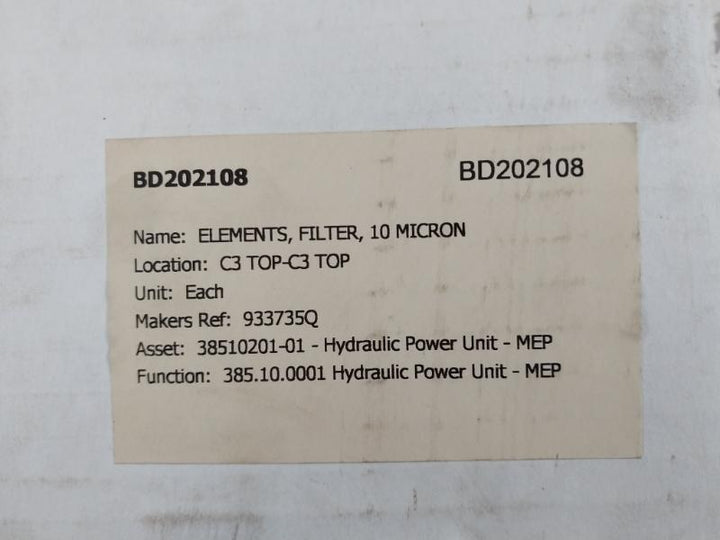 Parker 933735q Hydraulic Filter Element Bd202108