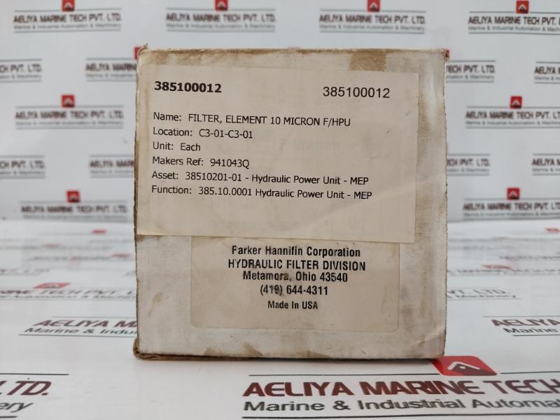 Parker 941043Q Wpf Series Hydraulic Filter Element 10 Micron For Hpu