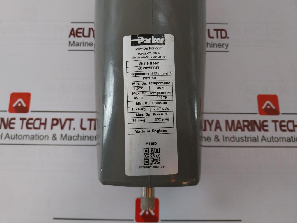 Parker Aop025Egfi Compressed Air Filter P025Ao 65 C I 149 C, 16 Barg 232 Psig
