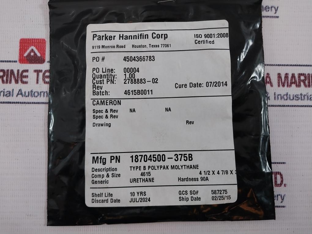 Parker Cameron 18704500-375B Type B Polypak Molythane O Ring 4615