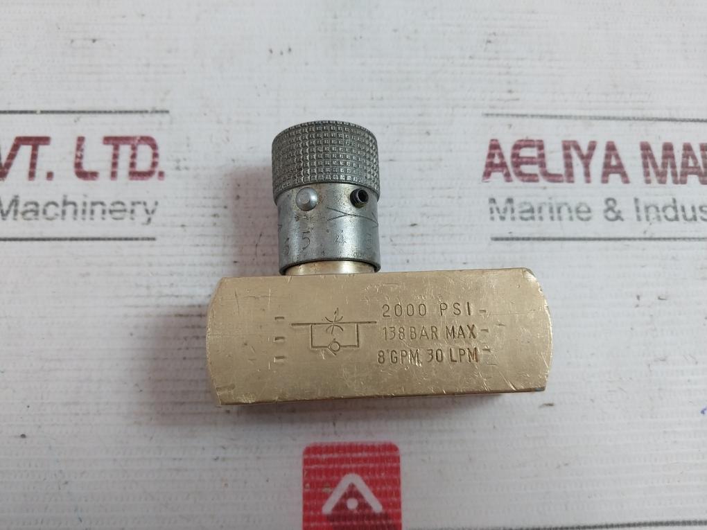 Parker F600B In-line Flow Control Valve 2000 Psi 138 Bar 8Gpm 30Lpm, -11Bv