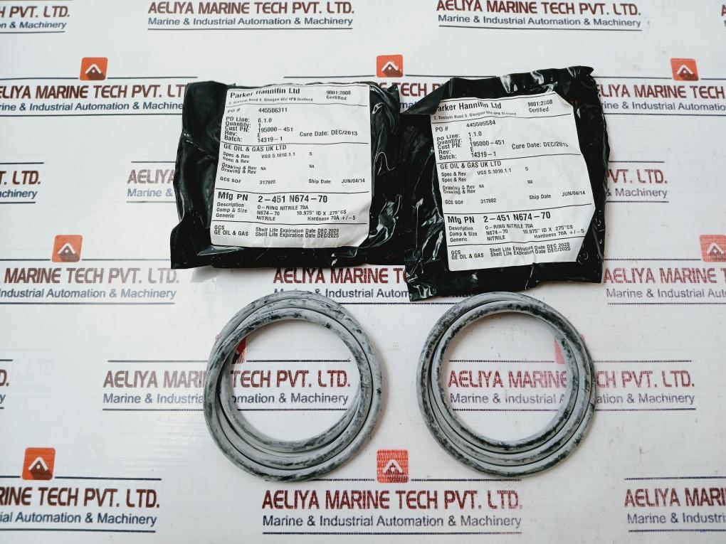 Parker Hannifin 2-451 N674-70 Nitrile O-ring Rev E