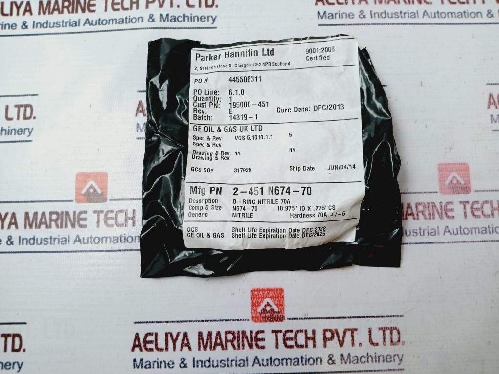 Parker Hannifin 2-451 N674-70 Nitrile O-ring Rev E