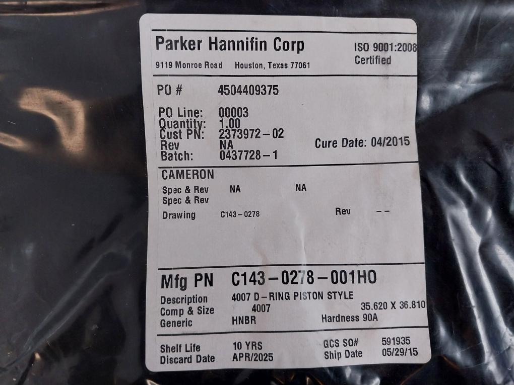 PARKER HANNIFIN 2373972-02 D-ring Piston Style