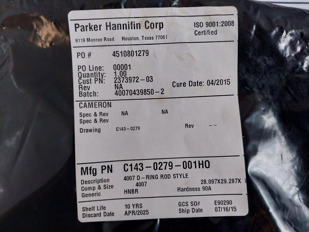 PARKER HANNIFIN 2373972-03 4007 D-ring Rod Style