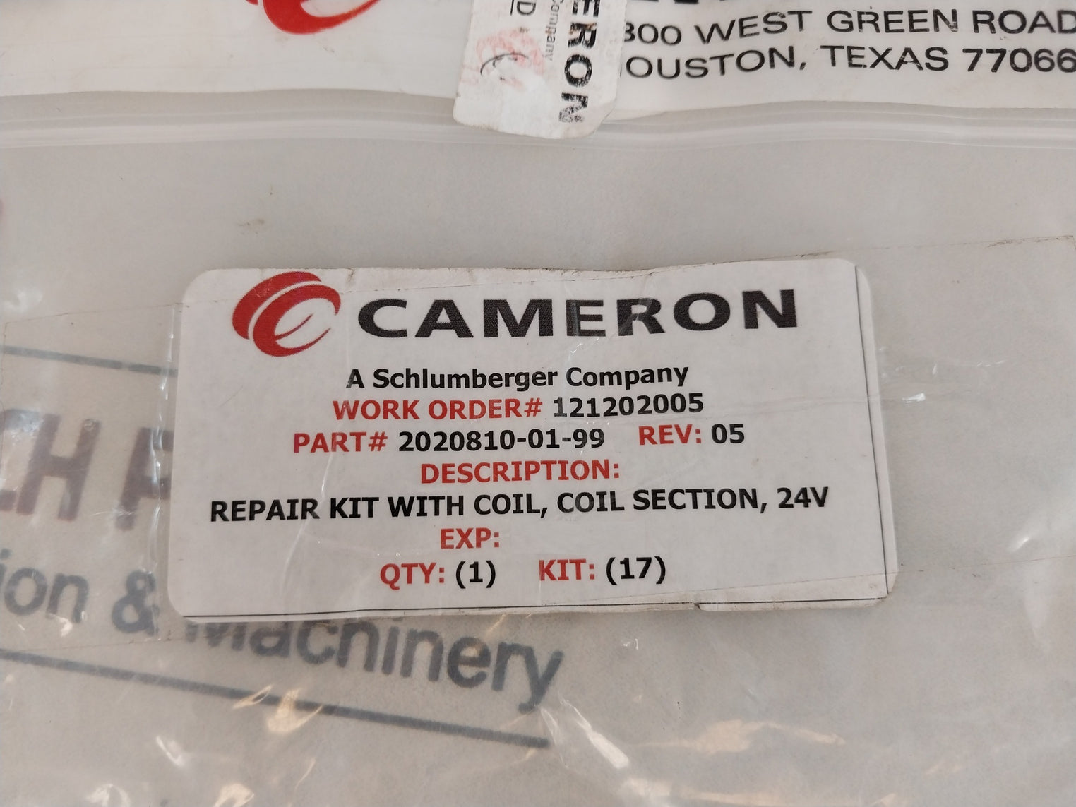 Parker Hannifin 2395468-00-20-02 Solenoid Valve Coil Section Repair Kit Rev: 09