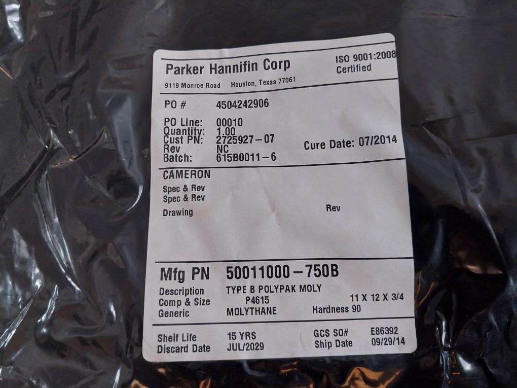 PARKER HANNIFIN 2725927-07 Type B Polypak Moly