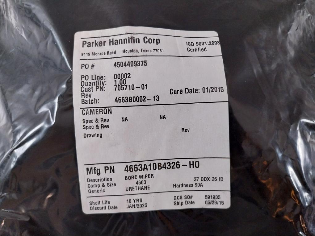 Parker Hannifin 705710-01 Bore Wiper Seal Ring 4663A10B4326-h0