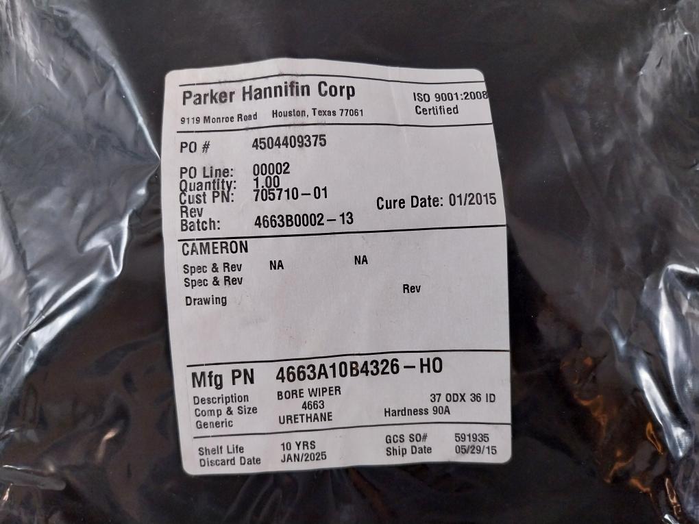 Parker Hannifin 705710-01 Bore Wiper Seal Ring 4663A10B4326-H0
