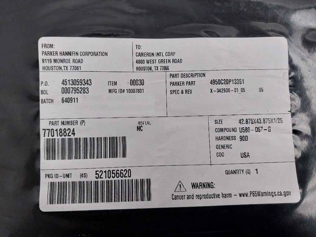 Parker Hannifin 77018824 High Performance Industrial Seal 4950C20P13351