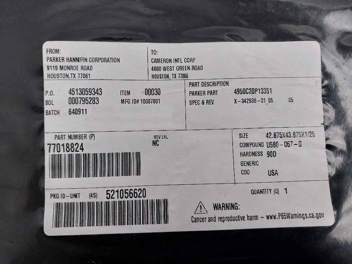 Parker Hannifin 77018824 High Performance Industrial Seal 4950C20P13351