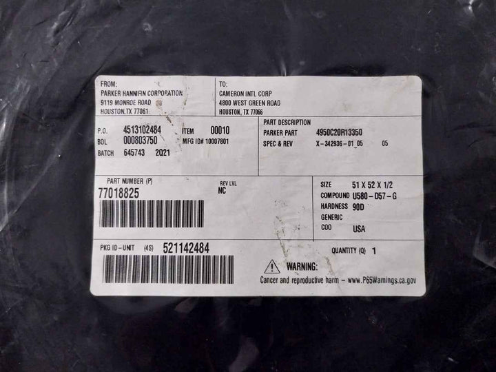 Parker Hannifin 77018825 O-ring 4950C20R13350 Rev Nc