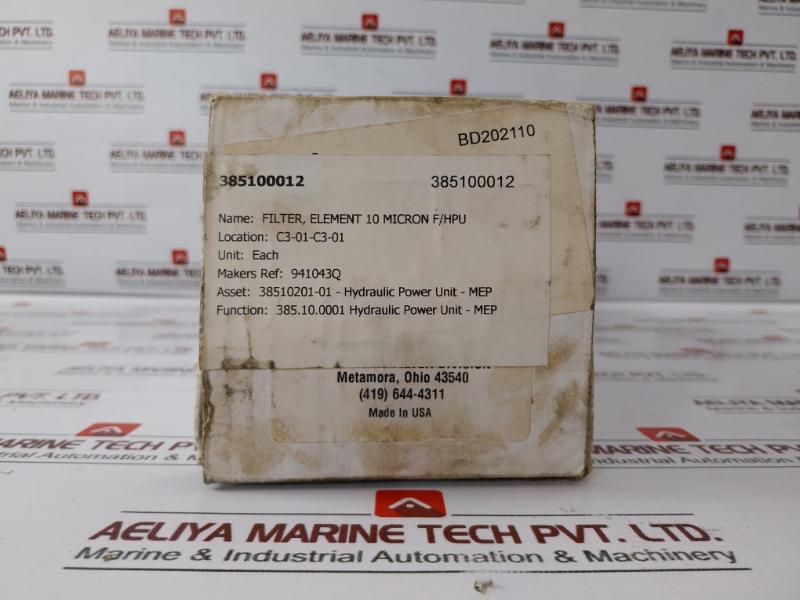 Parker Hannifin Corporation 941043Q Wpf-5 10Qe Element Assembly 385100012