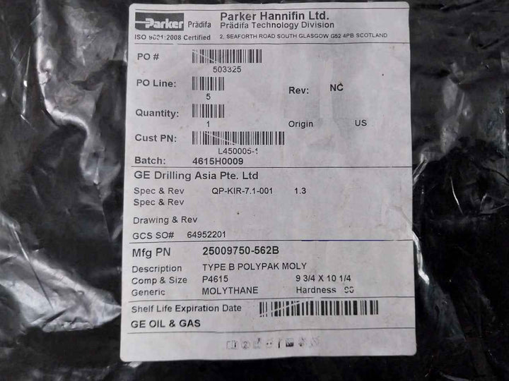 Parker Hannifin L450005-1 Type B Polypak Seal P4615 9 3/4 X 10 1/4 Ss007