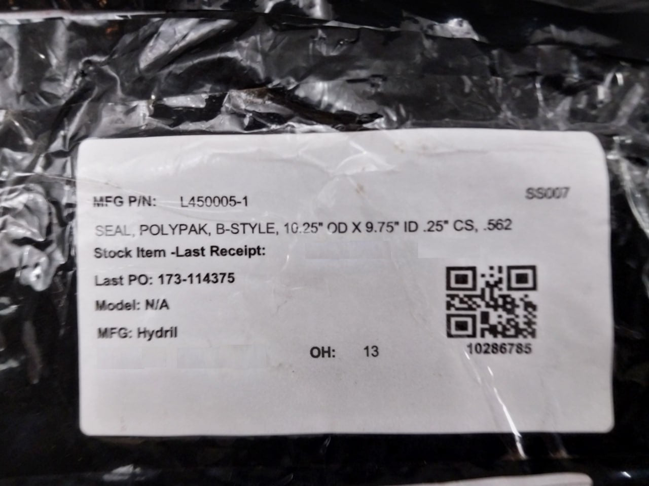 Parker Hannifin L450005-1 Type B Polypak Seal P4615 9 3/4 X 10 1/4 Ss007