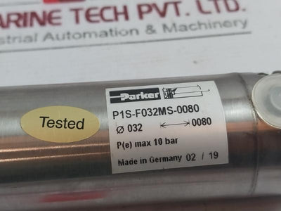 Parker P1S-f032Ms-0080 Pneumatic Stainless Steel Cylinder Max 10 Bar
