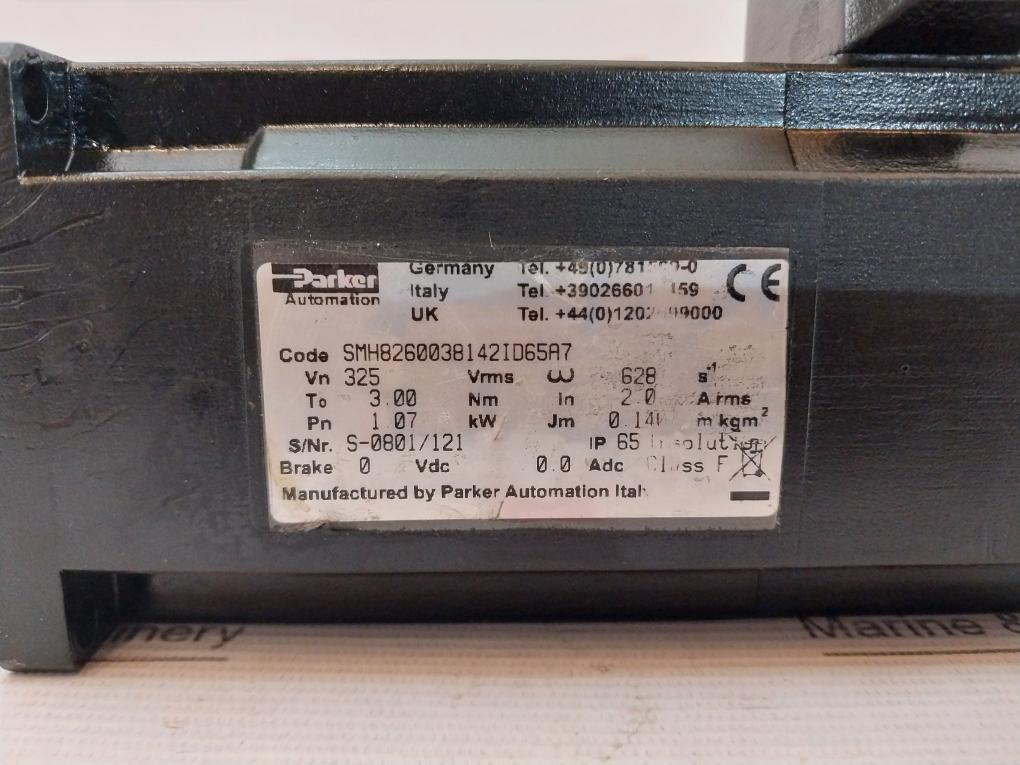 Parker Smh8260038142Id65A7 Servo Motor Vn 325 Vrms 628 S-1 V 380 G 6000 Nm 3