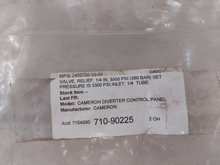 Parker 4A-lpra-epr-3,300-sslh3690 Diverter Control Panel Relief Valve