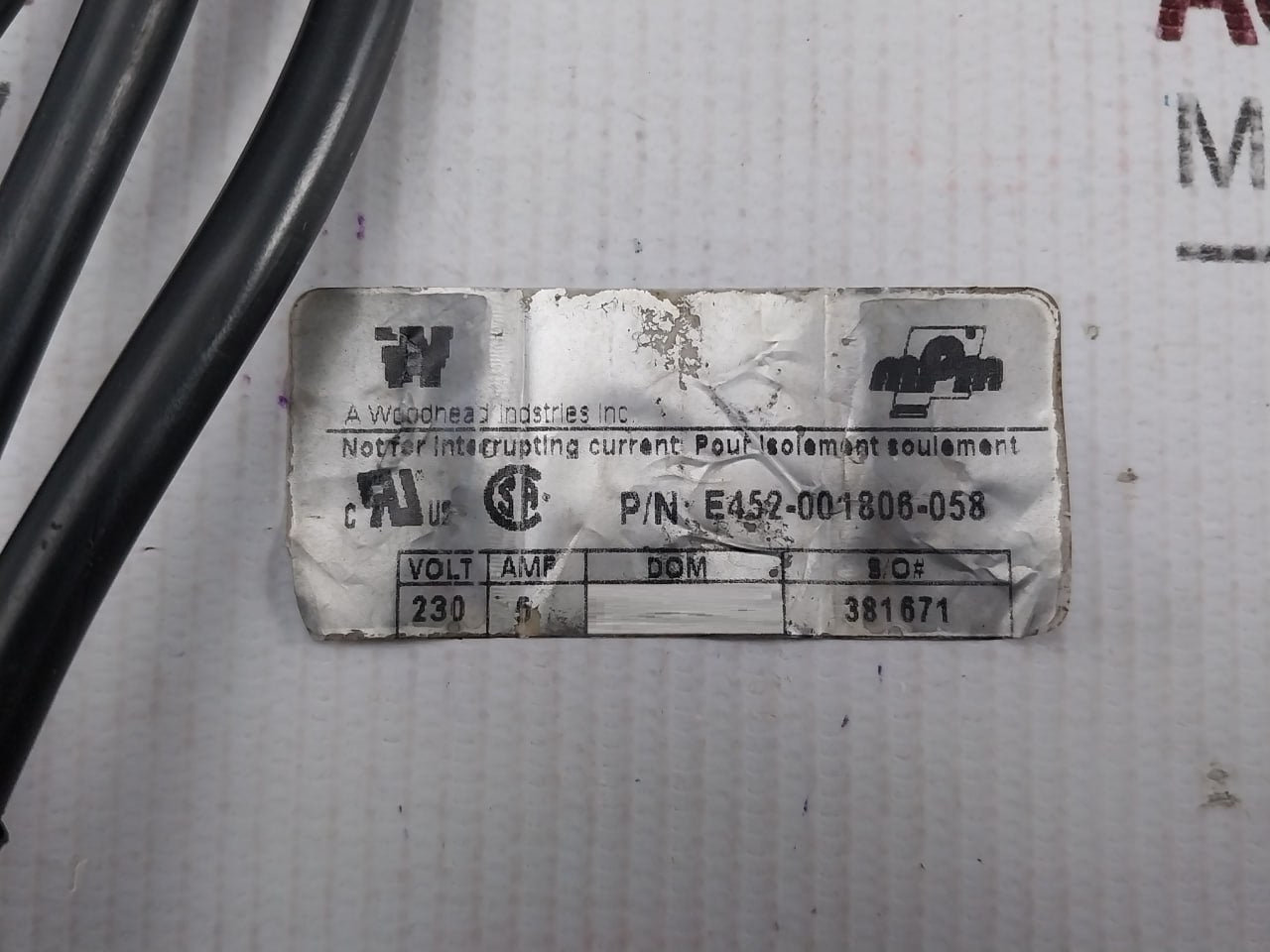 Parker E452-001806-058 Solenoid Valve 230V 8W