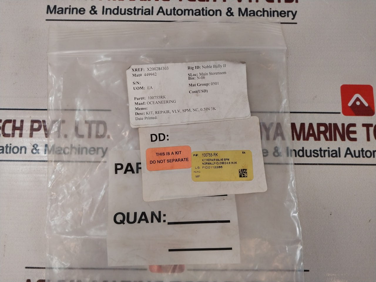 Oceaneering 100755-rk Valve Repair Kit