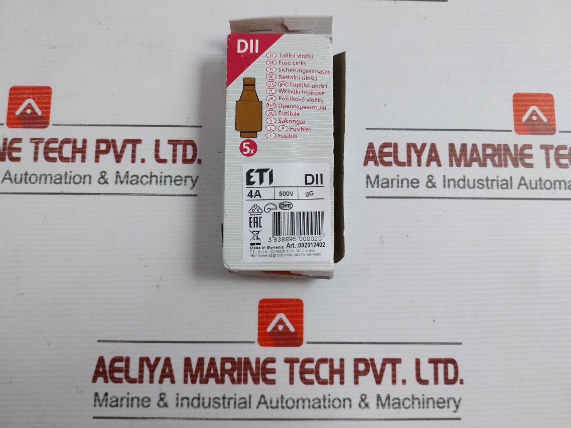 Part No: 002312402 Diazed Fuse Link Slow Blow By Eti 4A 500V(1 Box = 5 Pcs)