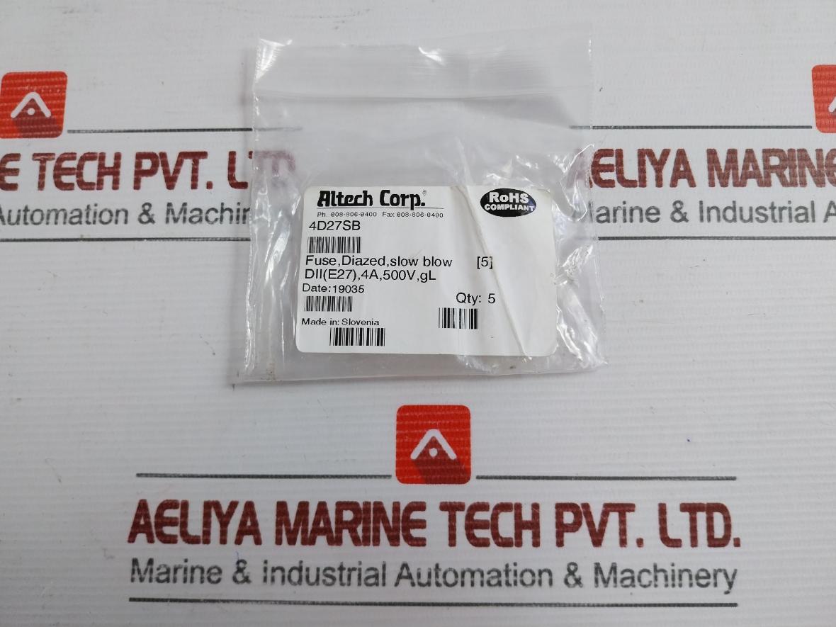 Part No: 002312402 Diazed Fuse Link Slow Blow By Eti 4A 500V(1 Box = 5 Pcs)
