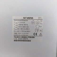 Part No: 7Sj8031-5Eb00-1Fb0/Bb Overcurrent Protection Relay By Siemens