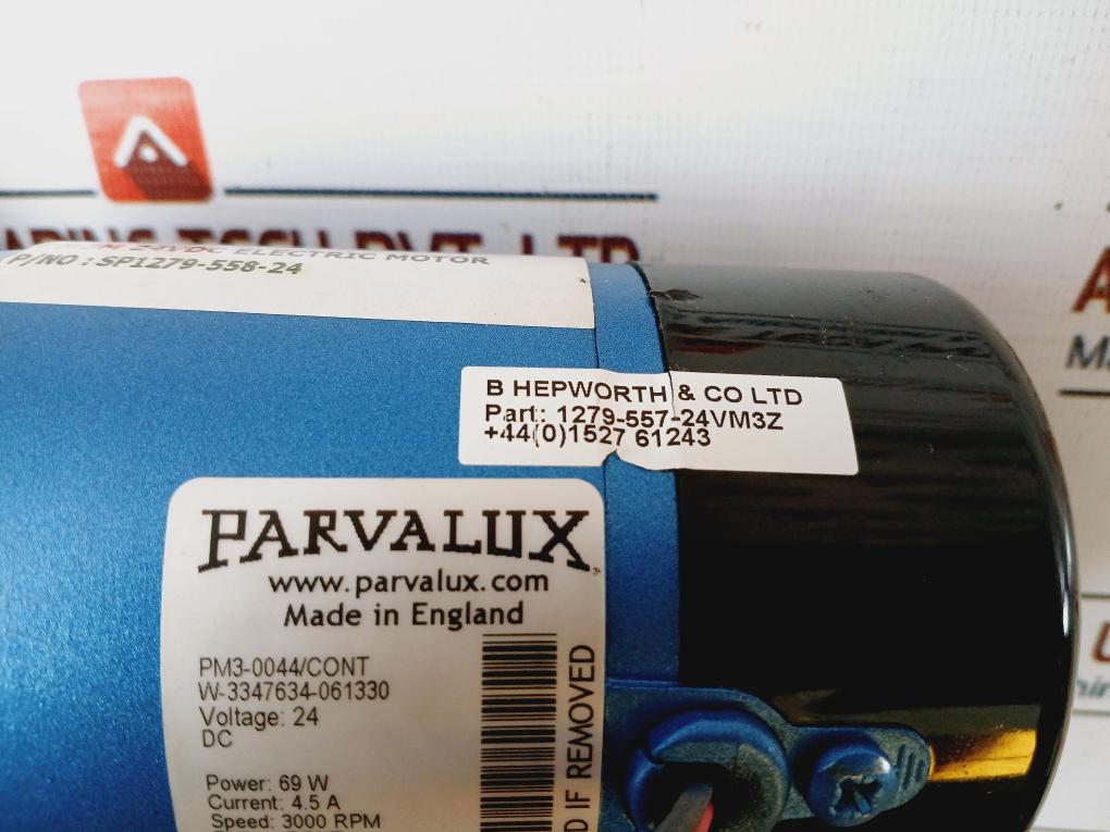 Parvalux Pm3-0044/Cont Pmdc Right Angle Gear Motor Sp1279-558-24, 24 Dc
