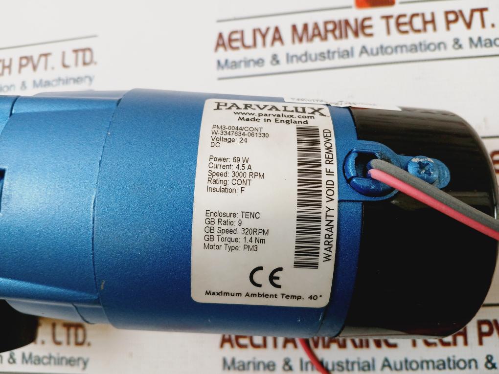 Parvalux Pm3-0044/Cont Pmdc Right Angle Gear Motor Sp1279-558-24, 24 Dc